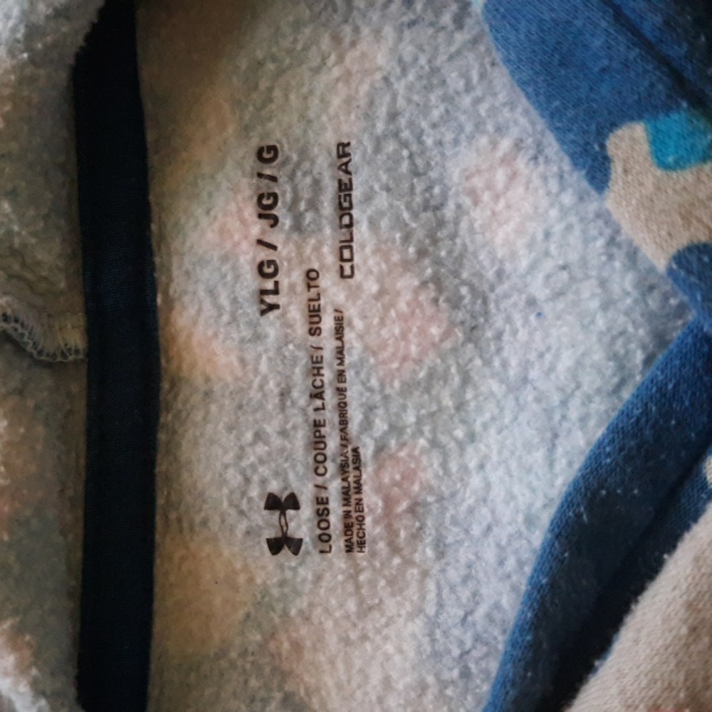 Under Armour Blue Camo Hoodie with Pink and White - Picture 5 of 7